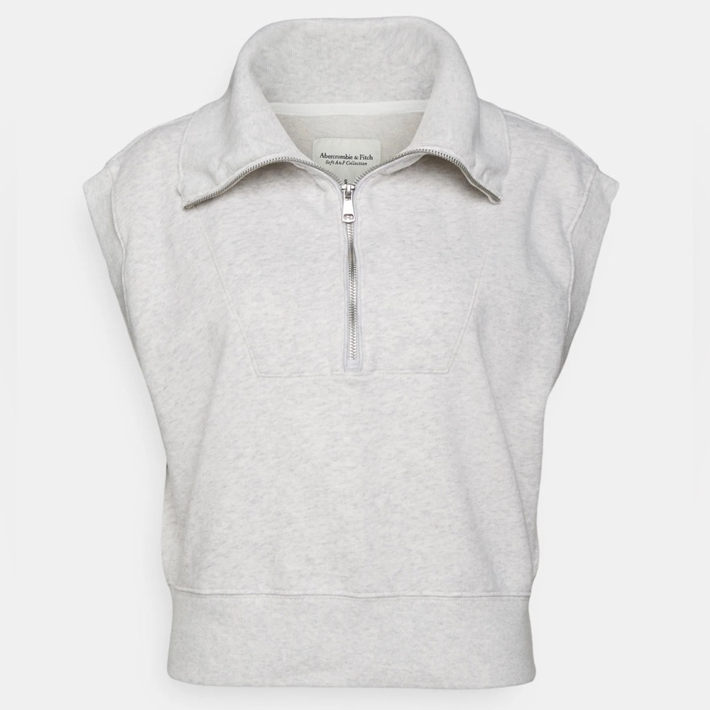 Abercrombie Marled Grey Half Zip Vest